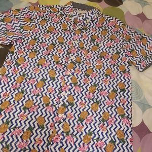 International report pineapple flora zigzag shirt